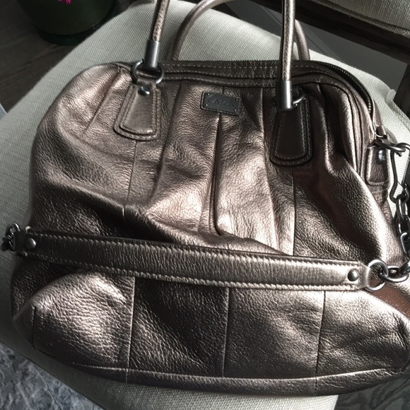 Champagne metallic shoulder bag
